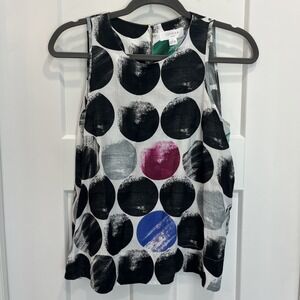 Luukaa Women's "Water" Sleeveless Circle Print Top Lightweight Size US 6